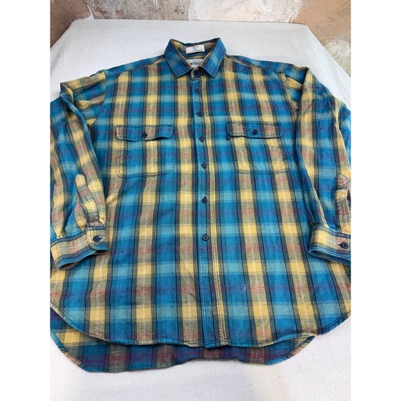 Levi's Other - 90s Levis Plaid Flannel Shirt Mens XL Blue Yellow Long Sleeve Cabincore Grunge
